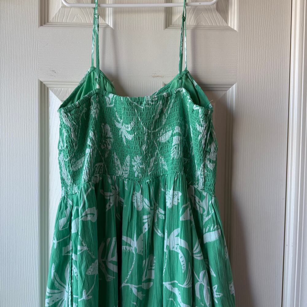 NEW American Eagle Corset Tiered Floral Cotton Midi Dress Green Women's Large - Picture 9 of 12
